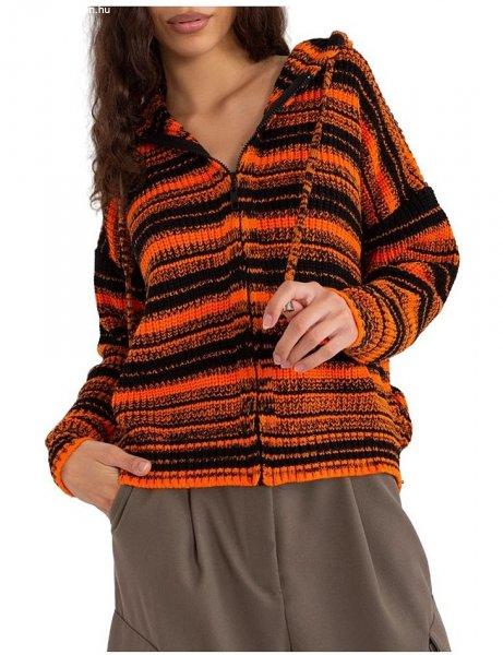 Narancs-fekete kapucnis pulóver