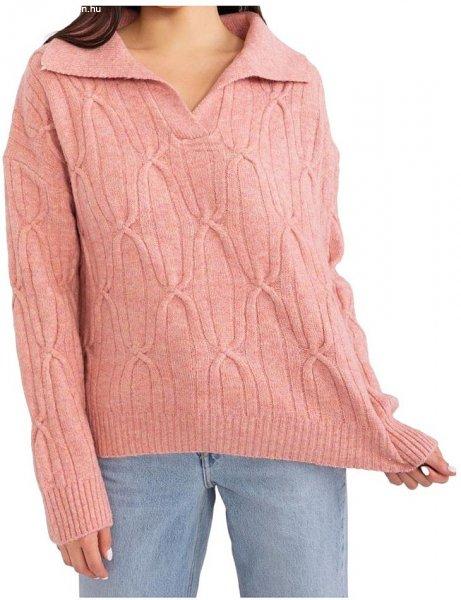 Rózsaszín pulóver gallérral