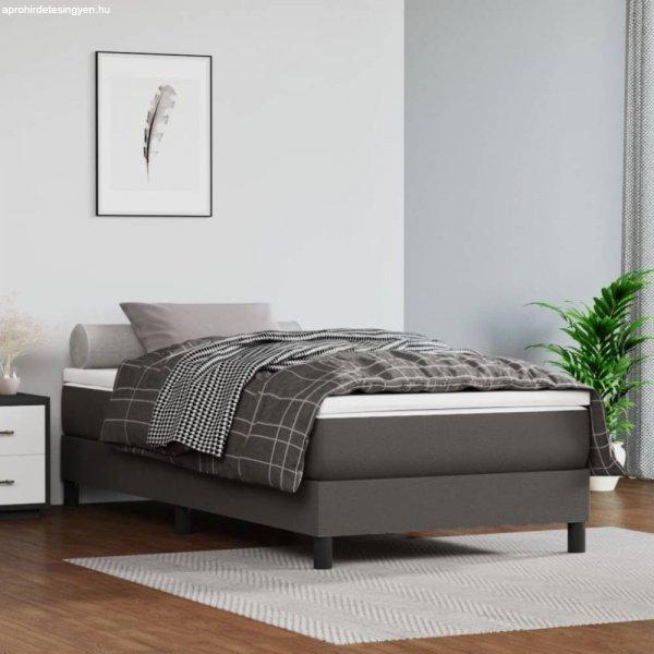 Szürke műbőr rugós ágy matraccal 100 x 200 cm