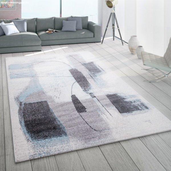 Rövid szálú pasztel modern szőnyeg absztrakt mintával - türkiz 160x230 cm
