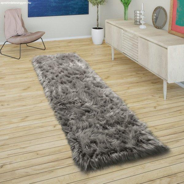 Antracit puha szőrme hatású szőnyeg 80x150 cm
