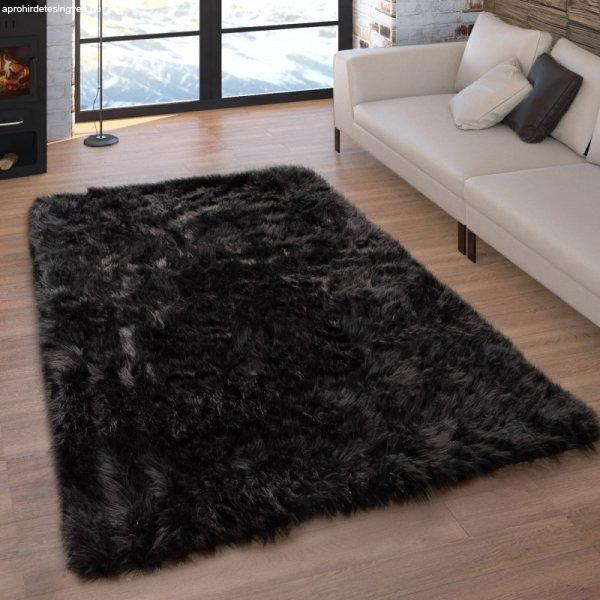 Fekete puha szőrme hatású szőnyeg 120x170 cm