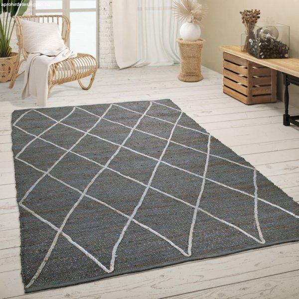 Kézi szövésű szőnyeg nappaliba skandináv stílusú mintás antracit
120x170 cm