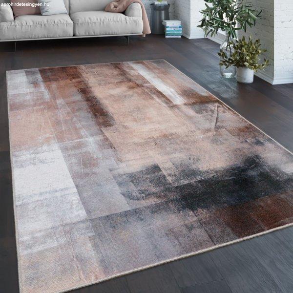 Modern szőnyeg nappaliba színes absztrakt festett mintás barna 160x220 cm