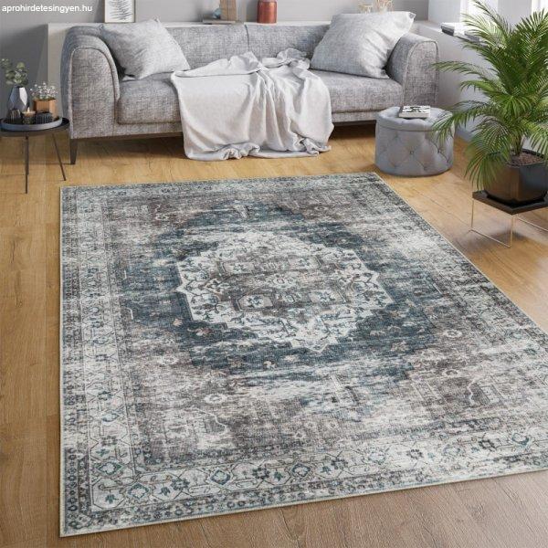 Klasszikus szőnyeg nappaliba keleti mintával - szürke mandala 80x150 cm