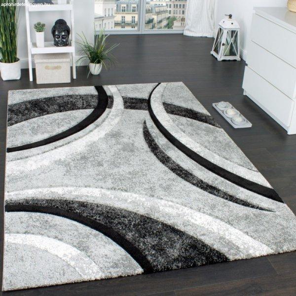 3D hatású design modern szőnyeg geometrikus csíkok - szürke 160x230 cm