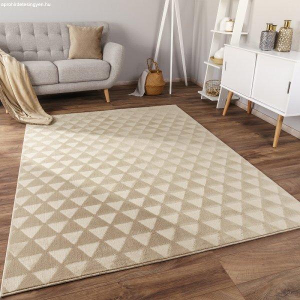 Skandináv stílusú modern szőnyeg nappaliba geometria mintás - bézs 160x220
cm
