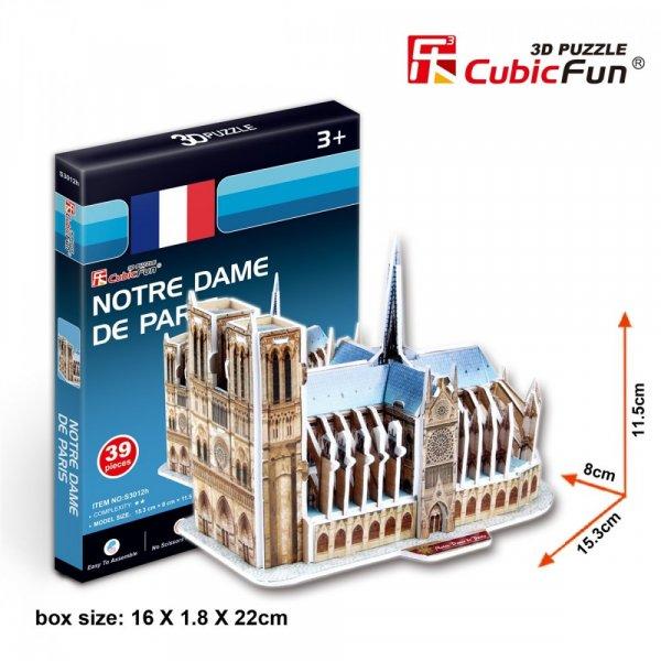 3D kicsi puzzle: párizsi Notre Dame CubicFun 3D épület makettek