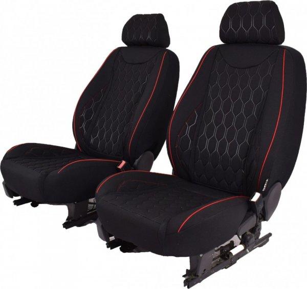 Dacia Sandero "Perfect" 100% Méretpontos Üléshuzat -szövet
-Piros/Fekete- 2 első ülésre