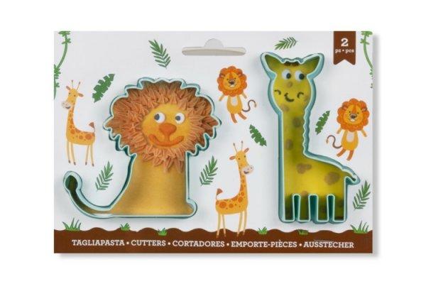2 részes oroszlán és zsiráf alakú műanyag süti kiszúró készlet