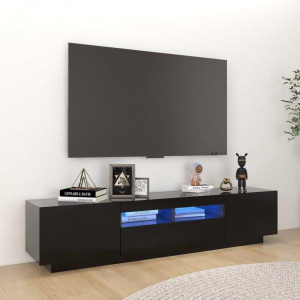 Fekete TV-szekrény LED-lámpákkal 180 x 35 x 40 cm