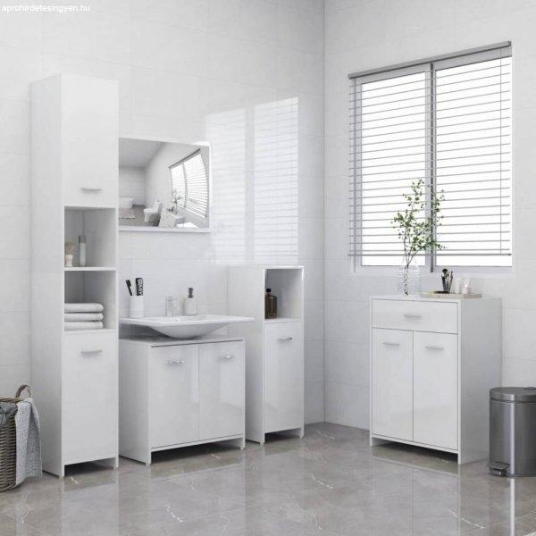 4 részes magasfényű fehér fürdőszobai bútorszett