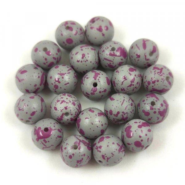 Cseh préselt golyó gyöngy - Grey Berry Splash - 6mm