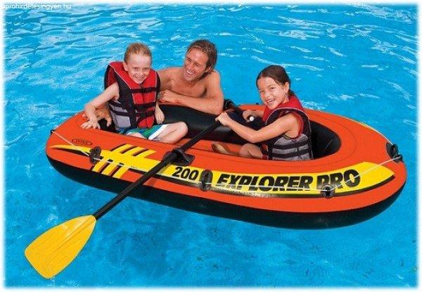INTEX Explorer Pro 200 felfújható kétszemélyes csónak evezőkkel és
pumpával, 2 személyes gumicsónak 196cm x 102 cm