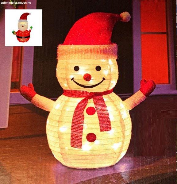 NorthPoint kültéri / beltéri 70 cm elemes világító melegfehér LED-es
textil Hóember / Mikulás karácsonyi dekoráció