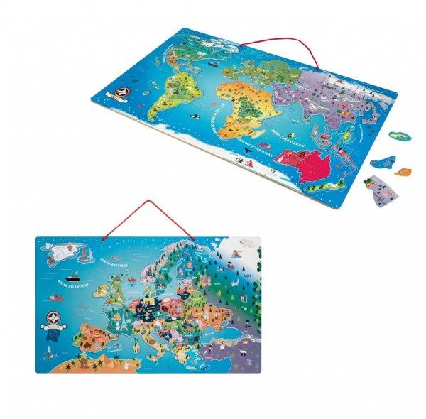 PlayTive 75 x 45 cm fa 94 részes Európa / Világ mágneses térkép, puzzle
(Magnetic Map of World / Europe)