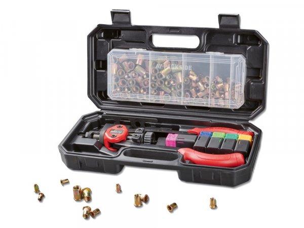 ParkSide Rivet Nut Tool 151 részes karos (kétkaros) szegecsanyahúzó,
szegecselő fogó készlet kofferben, M5, M6, M8, M10, M12
