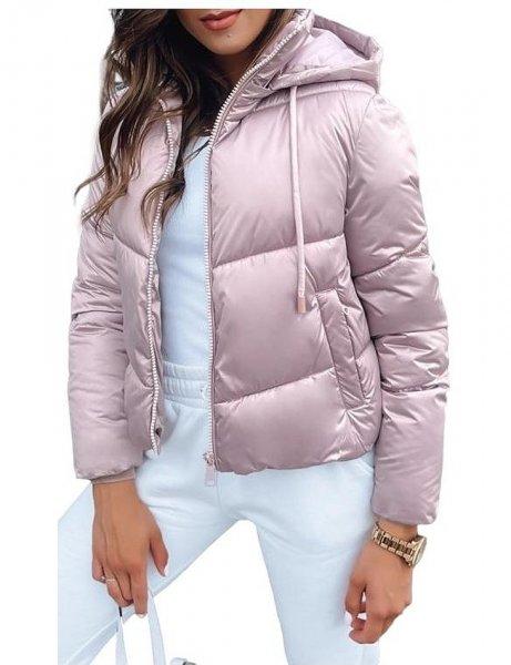 Lolarose rózsaszín fényes steppelt kabát