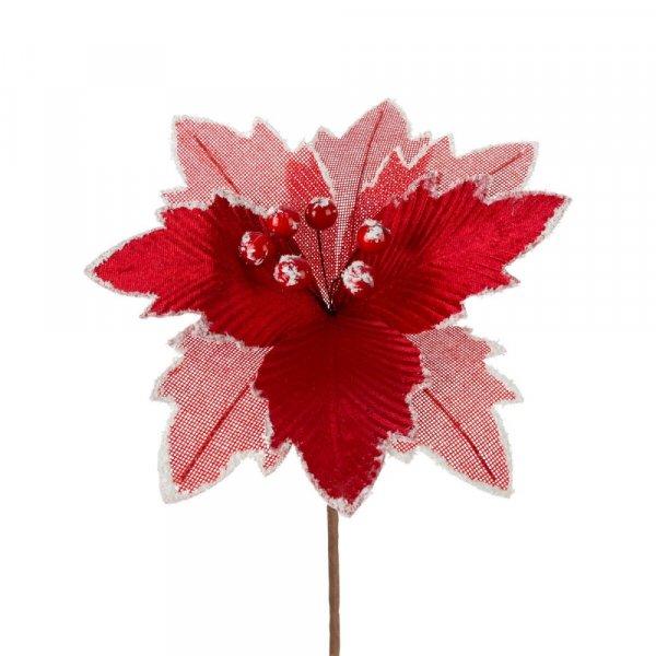 Dekoratív karácsonyi virág 85 Piros 22 cm