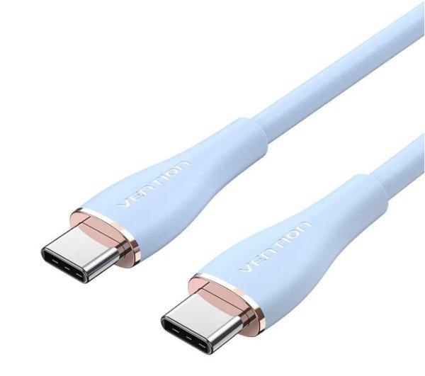 Vention USB-C 2.0/M -> 2*USB-C/M, (5A,szilikon,kék), 1,5m, kábel
