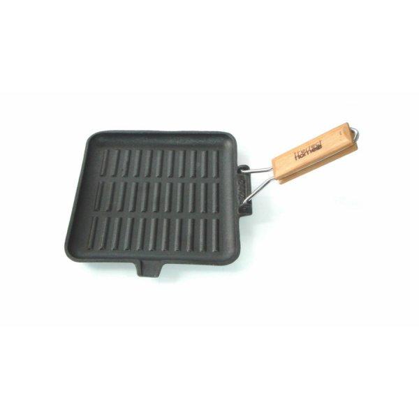 Öntöttvas grill serpenyő, fa nyéllel, 24 x 24 x 1,5 cm - Ingyenes
szállítással