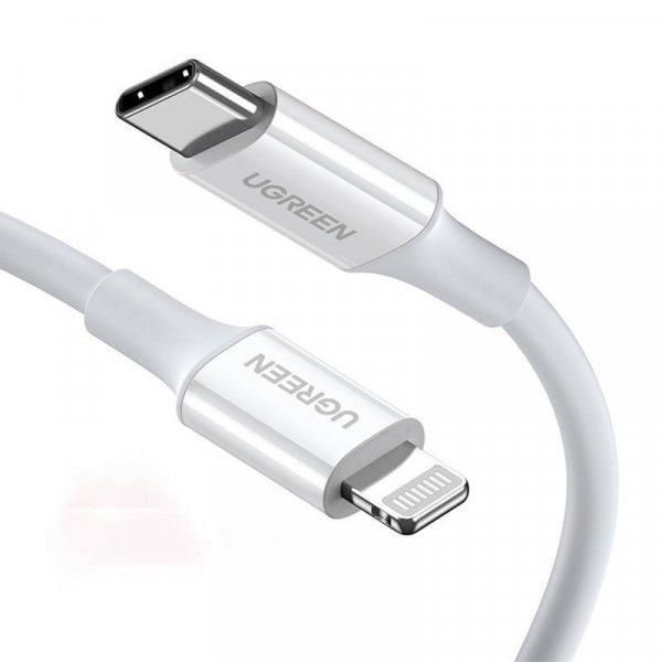 UGREEN US171 USB-C-Lightning kábel, 3A, 0,25 m (fehér)