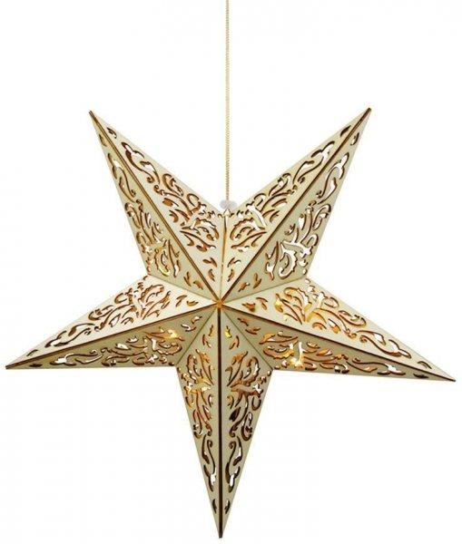 MagicHome Karácsonyi csillag, 10 LED, meleg fehér, 3x AA + távirányító, 40
cm