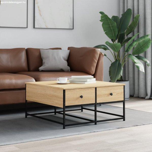 sonoma-tölgyszínű szerelt fa dohányzóasztal 80x80x40 cm