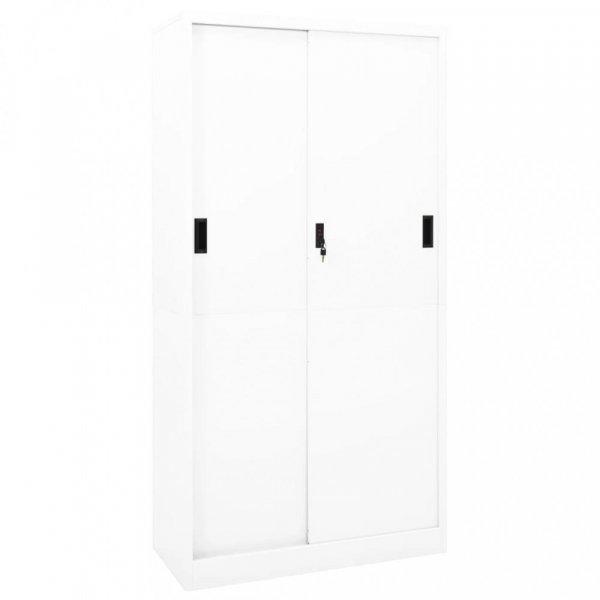fehér acél tolóajtós irodai szekrény 90 x 40 x 180 cm