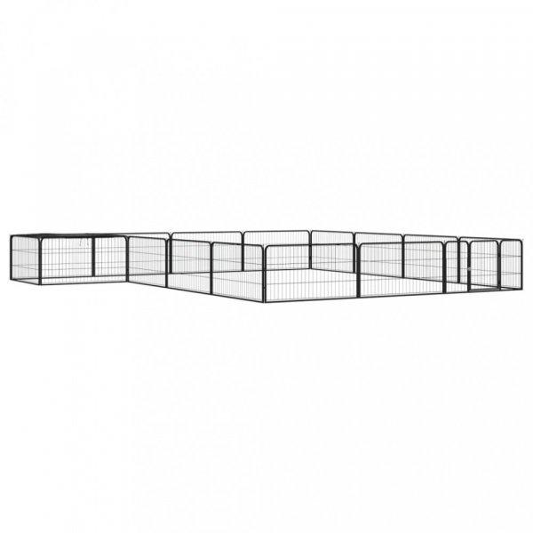 16-paneles fekete porszórt acél kutyakennel 100 x 50 cm