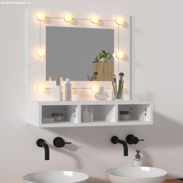 Fehér tükrös szekrény LED-ekkel 60 x 31,5 x 62 cm