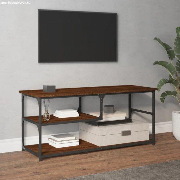 barna tölgy színű szerelt fa és acél TV-szekrény 103x38x46,5 cm