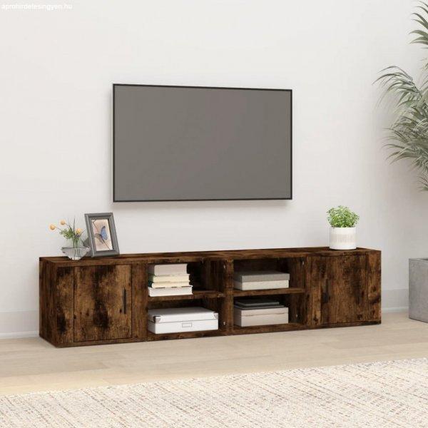 2 db füstös tölgyszínű szerelt fa TV-szekrény 80x31,5x36 cm