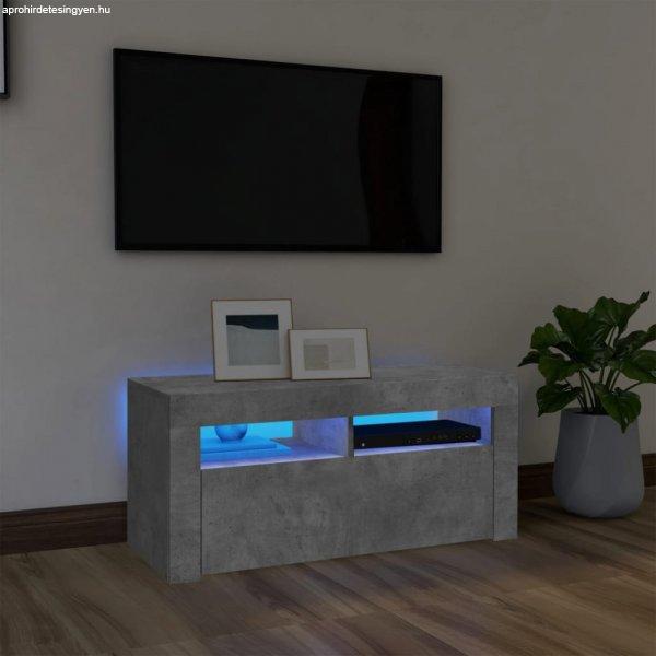 betonszürke TV-szekrény LED-világítással 90 x 35 x 40 cm