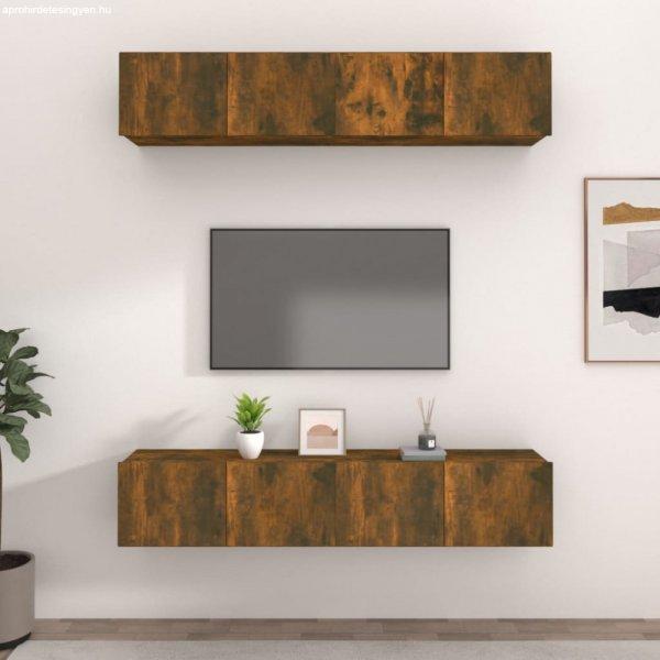 4 db füstös tölgy színű szerelt fa TV-szekrény 80 x 30 x 30 cm