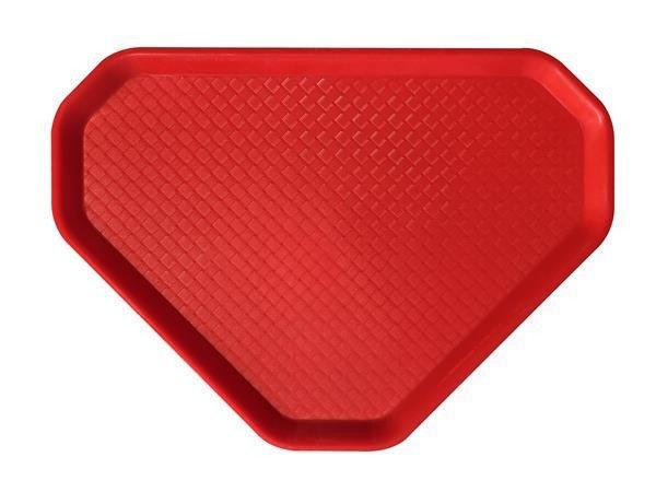 Önkiszolgáló tálca, háromszögletű, műanyag, éttermi, piros, 47,5x34 cm