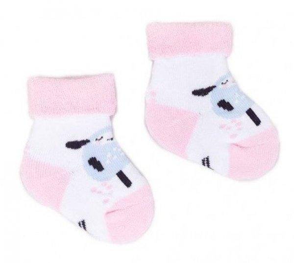 Yo! Baby frottír zokni 0-3 hó - fehér/rózsaszín bárány