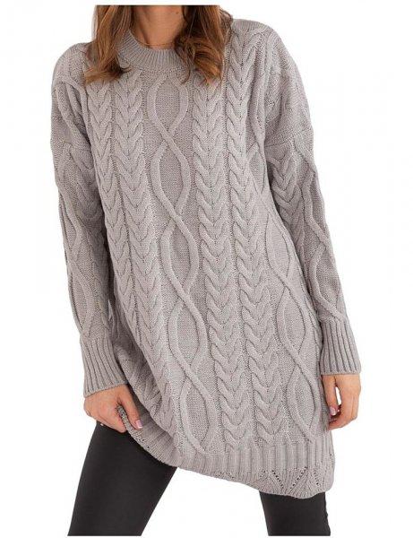 szürke pulóver ruha fonat mintával
