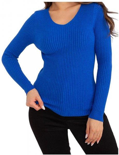 Kék bordás pulóver