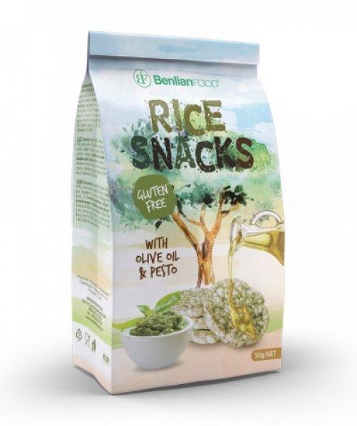 Rice Snacks 50G Mini Rice Olive Oil-Pesto Puffasztott Rizsszelet Gluténmentes