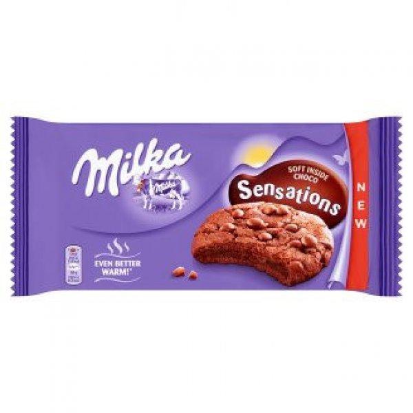 Milka Keksz 156G Cookies Sensations Soft Inside Choco (Középen puha kakaós
keksz, alpesi tejcsokoládé darabkákkal)
