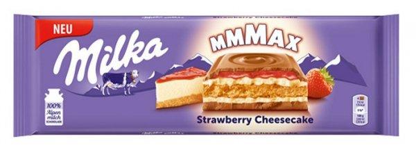 Milka 300G MMMAX Strawberry Cheesecake (Sajttortaízű krémtöltelékkel, epres
töltelékkel és keksszel töltött alpesi tejcsokoládé)