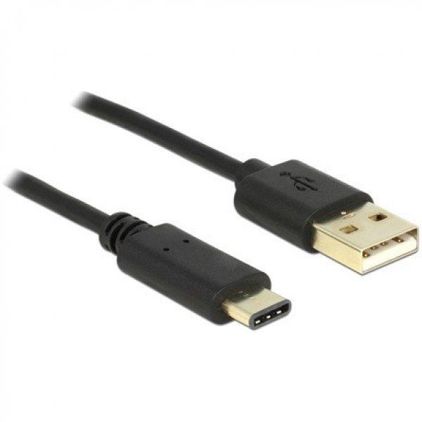 Delock USB-C -> USB-A 2.0 M/M adatkábel 2m fekete 3A