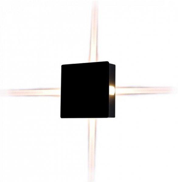 4-Sides-S oldalfali négyzet alakú LED lámpatest, fekete (4W) meleg fehér