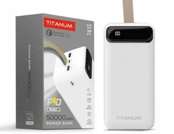 Videx TITANUM power bank  fehér színű  50000mAh  22 5W  QC+PD