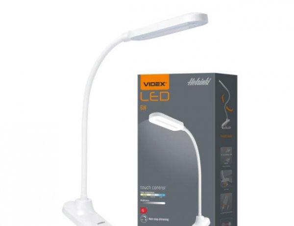 Videx Helsinki 3000-5500K  fehér csíptetős asztali lámpa USB csatlakozóval