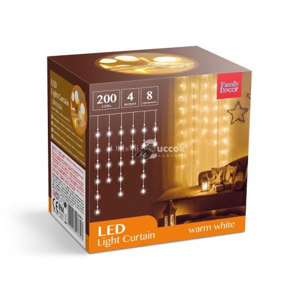 200 LED-es fényfüzér 4,2 m 8 programmal - Melegfehér