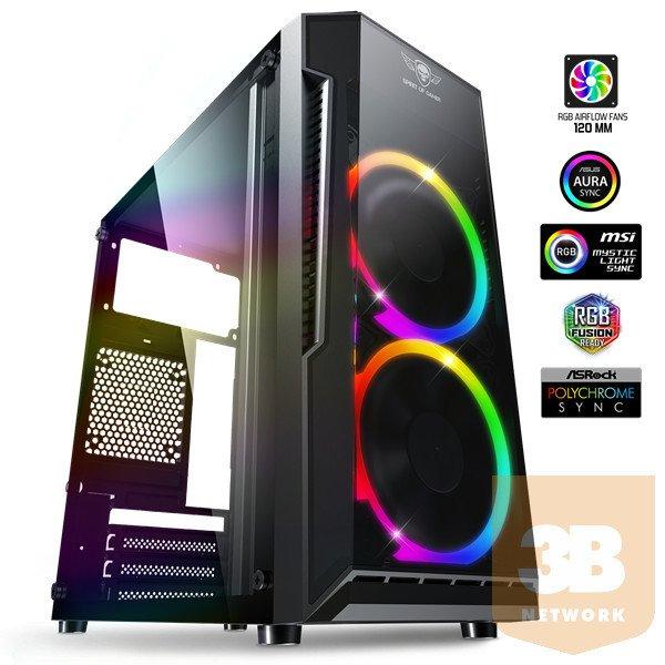 Spirit of Gamer Számítógépház - Deathmatch 3 RGB (fekete, ablakos, 2x12cm,
ventilátor mATX, ITX, 1xUSB3.0, 2xUSB2.0)