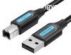 Vention USB-A 2.0/M -> USB-B/M, (PVC, fekete, nyomtatkb