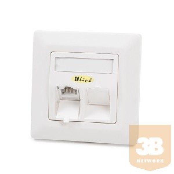 KELine 601140-UP + KEJ-C5E-U-TL(2) Modulo50 süllyesztett aljzat, Kategória 5E,
2xRJ45/u csatlakozóval